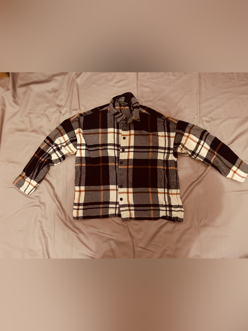 Madewell Plaid Button-Up Shirt Jacket in Black, White & Gray Size Small
